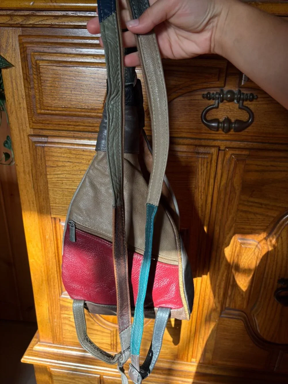Vintage Patchwork, Multicolor Leather Purse and Backpack